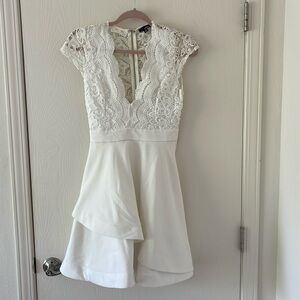 White Lacy Knit Low Cut Bridal Style Dress